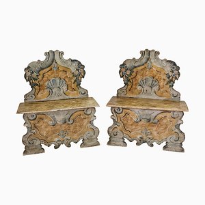 Baroque Style Hand Painted Bench with Chest, Set of 2