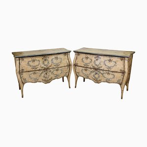 Baroque Style Hand Painted Chest of Drawers, Set of 2