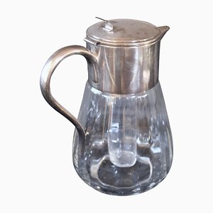 Plated Silver Glass Carafe with Ice Cube Insert