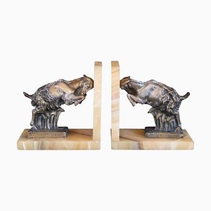 Art Deco French Goats Bookends by Irénée Rochard, 1930s, Set of 2