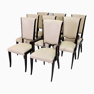 Art Déco French Hochlehner Chairs, 6 without, 2 with Armrests, 1930s, Set of 8