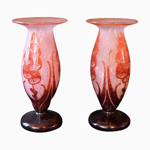 Französische Le Verre Vase, 1920er, 2er Set