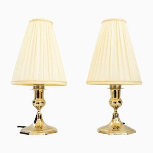 Art Deco Viennese Table Lamps with Fabric Shades, 1920s, Set of 2