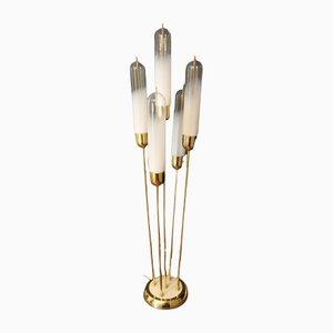 Lampadaire Mid-Century en Verre de Murano et Laiton de style Mazzega