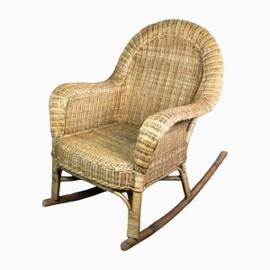 Rocking Chair en Rotin et Bambou, 1980