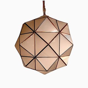 Lampada a sospensione in stile Art Déco in ottone e cristalli