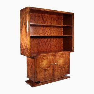 Art Deco French Bookcase Cabinet in Walnut