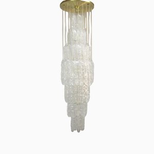 Lampadario a cascata in cristallo di Murano