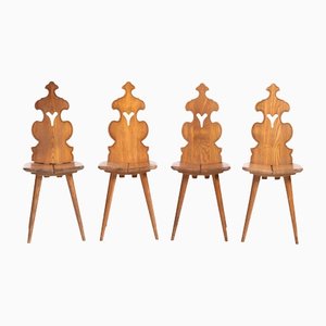 Vintage Handcrafted Church Chairs, 1975, Set of 4