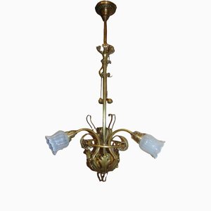 Art Nouveau Chandelier in Brass