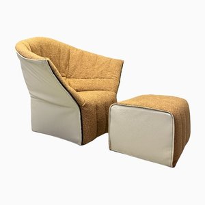 Vintage Moel Lounge Chair Sofa with Footstool by Inga Sempé for Ligne Roset, Set of 2