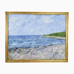 Sixten Wiklun, Beach Motif, Oil on Canvas, Enmarcado