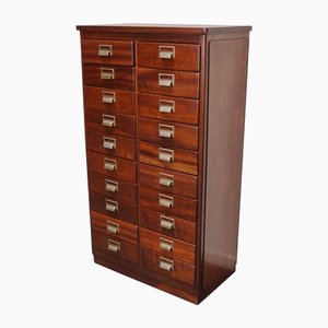 Mid-Century Dutch Industrial Apothecary Cabinet in Mahogany