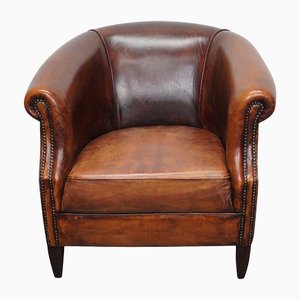Club chair vintage in pelle color cognac