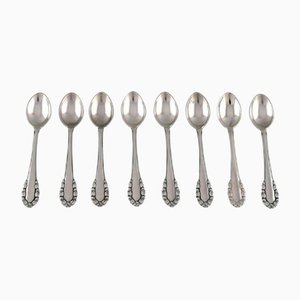 Lily of the Valley Coffee Spoons in Sterling Silver from Georg Jensen, Set of 8