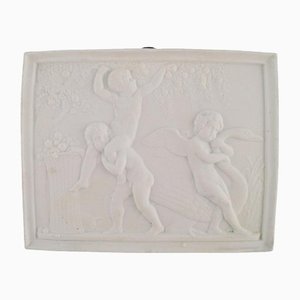 Antique Biscuit Thorvaldsen Wall Plaque With Putti from Bing and Grøndahl