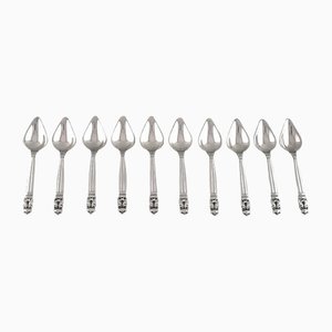 Acorn Grapefruit Spoons in Sterling Silver from Georg Jensen, Set of 10