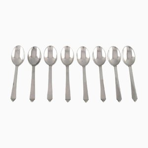 Pyramid Dessert Spoons in Sterling Silver from Georg Jensen, Set of 8