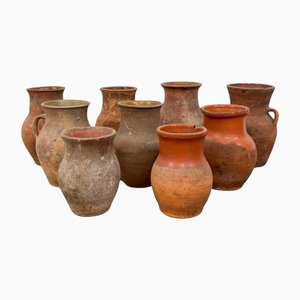 Small Antique Terracotta Vases, Set of 9