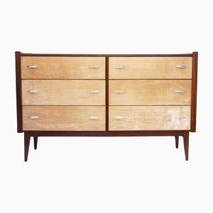 Vintage Walnut & Sycamore Chest of Drawers or Sideboard by Alfred Cox, 1960s