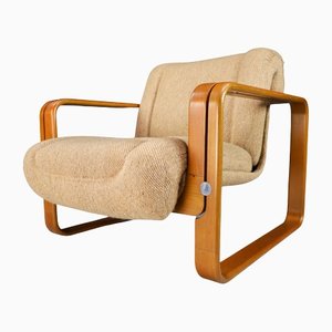 Bentwood Armchair in Original Jute Fabric by Jan Bočan, 1960s