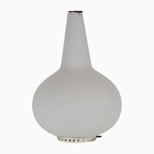 Italian Brass Opaline Glass Vase Lamp by Max Ingrand for Fontana Arte, 1950s