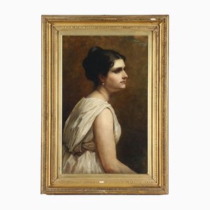 Portrait einer Dame in Roman Mattradron Kleid, Leinwand, gerahmt