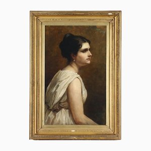 Portrait of a Lady in Roman Mattradron Dress, Canvas, Enmarcado