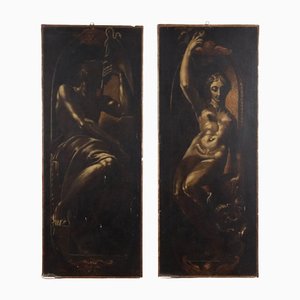 Mythological Subjects, 19th-Century, Oil on Canvas, Framed, Set of 2