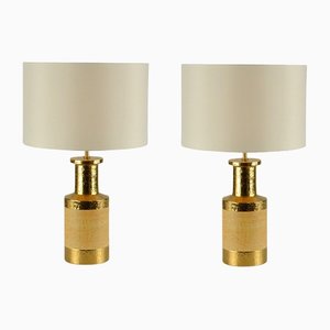 Italian Gold and Stoneware Table Lamps from Bitossi, Set of 2