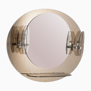 Mid-Century Italian Modern Wall Mirror With Sconces from Veca, 1960s