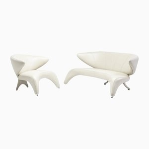 Pop Art Leather Sofa & Lounge Chair from Roche Bobois, Set of 2