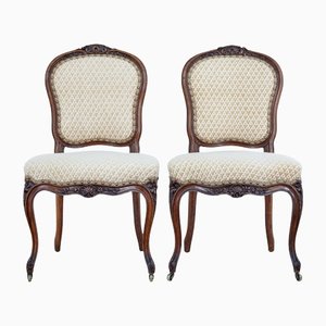 19th Century Carved Walnut Side Chairs, Set of 2