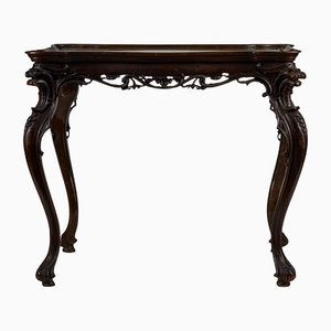 Italian Carved Wooden Coffee Table with Moved Stems and Tray Floor, 1950s