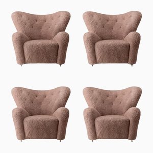 Sahara Sheepskin The Tired Man Lounge Chair from by Lassen, Set of 4