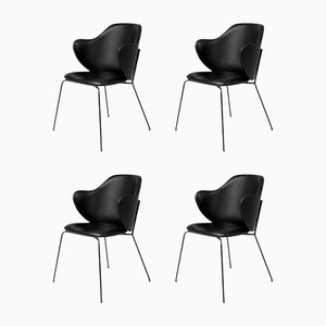 Chaises en Cuir Noir de by Lassen, Set de 4