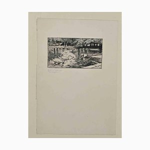 Pierre Georges Jeanniot, By the Water, Original Etching, Late 19th-Century