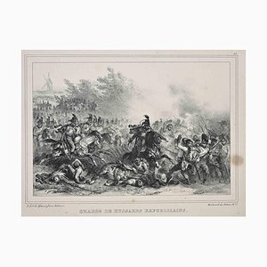 Denis Auguste Marie Raffet, Charge of Hussars, Original Lithograph, 1832
