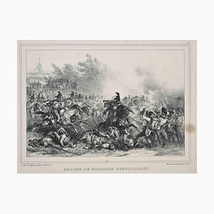 Denis Auguste Marie Raffet, Charge of Hussars, Original Lithographie, 1832