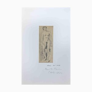 Jean-Hyppolyte Flandrin, Nude of Woman, Original Drawing, Mid-19th-Century