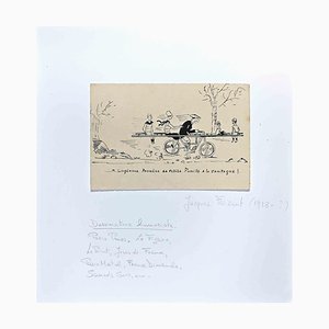 Jacques Faizant, Petite Family, Original Zeichnung, Mitte des 20. Jh