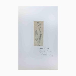 Jean-Hyppolyte Flandrin, Nude of Woman, Original Drawing, Mid-19th-Century