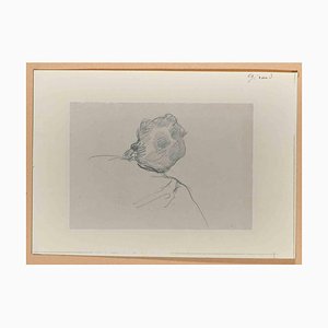 Eugène Giraud, Portrait of Man From Behind, Drawing on Paper, Late 19th-Century
