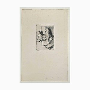 Bernard Naudin, Children, Original Etching, Early 20th-Century