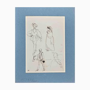 Eugène Giraud, Portraits, Original Drawing on Paper, Late 19th-Century