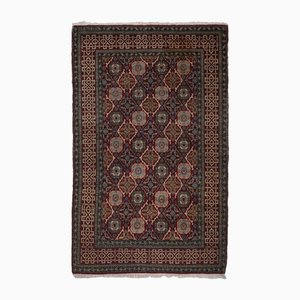Geometric Caucasian Rug in Wine Red with Border