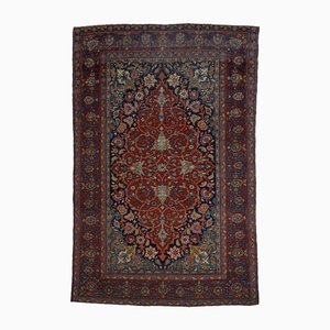 Floral Farahan Rug in Dark Blue with Border and Medallion