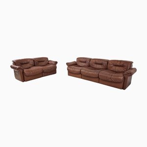 Vintage DS14 Sofa Set in Leather from De Sede, 1970s, Set of 2
