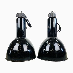 Black Enamelled Factory Lamp from Elektrosvit