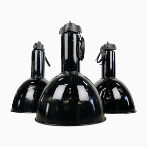 Large Black Enamel Factory Lamp from Electrovit